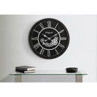Monarch Specialties Clocks 30" Round Oversized Wall Clock - Black -Durable and thick plastic frame with a glass surface ensures long-lasting quality, adding a touch of modern sophistication to any room
