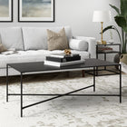 Hudson&Canal Henley 48"W Rectangular Coffee Table with Metal Top - Blackened Bronze-Handcrafted blackened bronze finish is applied to the metal frame