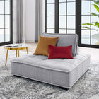 Modway Saunter Tufted Fabric Armless Chair - Light Grey-Polyester Fabric Upholstery