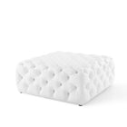 Modway Amour Tufted Button Large Square Faux Leather Ottoman - White-Ottoman Weight Capacity: 400 lbs