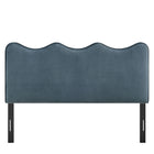 Modway - Athena Velours de performance résistant aux taches Tête de lit pleine grandeur, Bleu Cadet-Assemblée requise