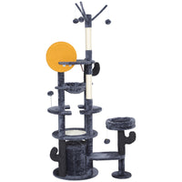 PawHut 71" Cat Tree Tower with Scratching Posts, Condo and Bed - Dark Grey-Activity play center keeps cats entertained and active 