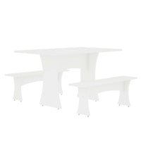 Manhattan Comfort - Ensemble de salle à manger Coney 135 cm style mid-century moderne - Blanc - Lot de 3-Ensemble de salle à manger 3 pièces style milieu du siècle pour usage dans la salle à manger