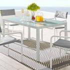 Modway Raleigh 59" Outdoor Patio Aluminum Dining Table - White-Powder-Coated Aluminum Frame
