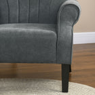 HOMCOM Fabric Accent Chair with Wood Legs - Rolled Arms for Living Room - Dark Grey-Seat Thickness: 9.8" (25 cm) 
