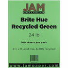 Jam Paper 24 lb Colored Paper - 8.5" W x 11" L - Green Recycled - 100 Sheets-Color: Green