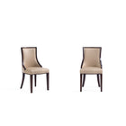 Manhattan Comfort - Lot de 2 chaises de salle à manger traditionnelles Grand 18,5 po en similicuir et velours, coloris beige-Chaise de salle à manger traditionnelle pour usage en salle à manger lot de 2