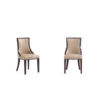 Manhattan Comfort - Lot de 2 chaises de salle à manger traditionnelles Grand 18,5 po en similicuir et velours, coloris beige-Chaise de salle à manger traditionnelle pour usage en salle à manger lot de 2