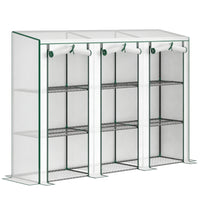 Outsunny - Serre en polycarbonate 5,5 x 6,5 pi avec porte battante et fenêtre réglable- L'étagère à plantes à trois niveaux maximise le rangement des accessoires de jardinage
