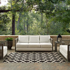 Modway Cerelia Moroccan Trellis Indoor/Outdoor Area Rug - 9 ft W x 12 ft L - Black/Beige-Durable Indoor/Outdoor Rug