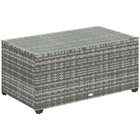 Outsunny - Table basse d’extérieur avec cadre en acier pour jardin, balcon, véranda, gris clair-La table basse d'extérieur au design en osier s'harmonise facilement avec le mobilier de jardin existant