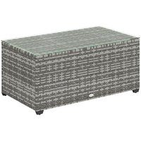 Outsunny - Table basse d’extérieur avec cadre en acier pour jardin, balcon, véranda, gris clair-La table basse d'extérieur au design en osier s'harmonise facilement avec le mobilier de jardin existant