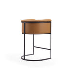 Manhattan Comfort - Cosmopolitan tabouret de comptoir moderne du milieu du siècle de 23,7 po en similicuir camel et noir, lot de 2-Livré chez vous entièrement assemblé ! Aucun assemblage requis