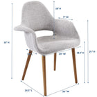 Modway Aegis Dining Armchair - Light Grey-Medium brown wooden legs