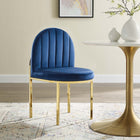 Modway Isla Channel Tufted Performance Velvet Dining Side Chair - Gold/Navy-Gold Stainless Steel Base