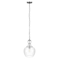 Hudson&Canal - Suspension Verona de 28 cm de large avec abat-jour en verre, - Nickel brossé/grainé-Design moderne du milieu du siècle pour votre entrée, votre foyer ou votre cuisine