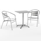 Flash Furniture – Table carrée de 23,5 po en aluminium avec 2 sièges à traverses, intérieur/extérieur (TLH24SQ017BCHR2)-Aluminium/aluminium, plastique, acier inoxydable