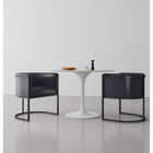 Manhattan Comfort Cosmopolitan 24" Mid-Century Modern Faux Leather Upholstered Dining Chair - Black - Set of 2-Frame Made of Durable Metal with Geometric Design