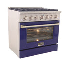 Kucht - 36 po Série KNG Cuisinière Pro Style au gaz naturel - Acier inoxydable/Bleu-Allumage électronique avec rallumage automatique réduisant les risques de fuites de gaz pour plus de sécurité