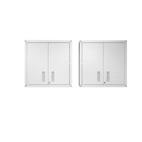 Manhattan Comfort - Ensemble de 2 armoires de garage modernes Fortress 30" - Blanc-Armoire de garage murale texturée à forme de diamant flottant