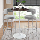 Modway Lippa 28" Round Wood Bar Table - White Cherry Walnut-Chip-Resistant Metal Pedestal Base