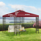 Outsunny 10' L x 10' W Square 2-Tier Gazebo Canopy Replacement Top Cover - Wine Red-2-tier rooftop design to provide ventilation