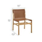 Modway Sonora Leather Dining Side Chair - Chestnut/Tan-Clean, Armless Design