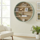 Modway Romy 47" Round Wall Book Shelf - Sage/Natural-Open Shelf Storage