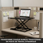 Mount-It! - Convertisseur de bureau debout X-Lift réglable en hauteur 32 pouces, noir-Se replie jusqu'à 2,5 pouces et se soulève jusqu'à 16,9 pouces
