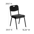 Flash Furniture - Chaise empilable en plastique noir de la série HERCULES, capacité de 880 lb avec dossier ouvert et cadre noir-Quantité de pile: 10