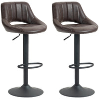 HOMCOM Adjustable Counter Height Swivel Bar Stools - Brown - 2 Pack-Packaged in a set of 2, it's excellent for creating a coordinating look in your home
