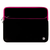 Vangoddy - Housse de protection en néoprène pour ordinateur portable 15" avec poche supplémentaire - Noir/Rose-Matériau en néoprène résistant à l’eau pour protéger contre l’humidité et les éclaboussures