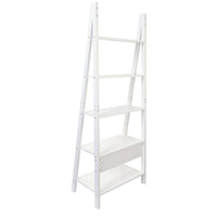 kieragrace Providence Miller Floor Shelf - White Matte Finish, 5-Tiered-Measurement & weight capacity: overall shelf measures 25"L x 71"H and 15" in depth. significant height means you have almost 6 feet of the beautiful display, creating maximum storage space. in total the leaning shelf can hold up to 220 lbs, feel confident placing items with a little more weight on each wall shelf