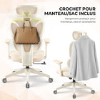 MotionGrey - Chaise de bureau ergonomique Mellow - Dossier en maille haute avec accoudoirs réglables - Beige-6