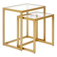 Hudson&Canal Rocco Rectangular Nested Side Table - Brass-Handcrafted golden brass finish is applied to the steel frame