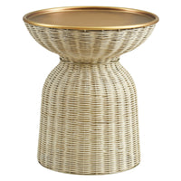 Modway Lazaro Round Rattan Side Table - Burnished Brass Natural-17-Inch Round Rattan Side Table