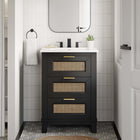 Modway Dixie 24" Solid Wood Bathroom Vanity Cabinet - Black-Tapered Legs
