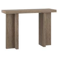 Hudson&Canal Dimitra 42"W Console Table - Antiqued Grey Oak-A modern transitional design for your entryway, living room, den, and more
