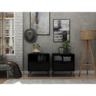 Manhattan Comfort Rockefeller 20.08" Mid-Century Modern 1-Drawer Nightstand 2-Piece Set - Black-Choose Your Handle Design When the Product is at Your Home! Option for Cut-Out Edge Handle, or Flush Design Look