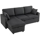 HOMCOM - Canapé-lit d’angle 2 en 1 extensible 81 po - gris foncé-Se transforme facilement en lit, offrant un espace flexible pour les invités de nuit 