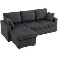 HOMCOM - Canapé-lit d’angle 2 en 1 extensible 81 po - gris foncé-Se transforme facilement en lit, offrant un espace flexible pour les invités de nuit 