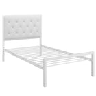 Modway Mia Vinyl Twin Bed - White -Platform bed frame with headboard