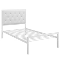 Modway Mia Vinyl Twin Bed - White -Platform bed frame with headboard