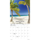 DateWorks - 2026 Mini Calendrier Mural 16 Mois - 7 po x 7 po - Des Plages - Bilingue -Septembre 2025 - Décembre 2026