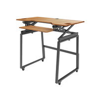 Rocelco 46" Deluxe Adjustable Height Desk Riser and Floor Stand Bundle - Teak/Black-STANDING DESK BUNDLE: Includes the 46" Standing Desk Converter (DADR-46) and Deluxe Mobile Floor Stand (DADR-FSM) to convert desk riser into a full rolling sit to stand desk