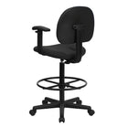 Flash Furniture Black Patterned Fabric Drafting Chair with Adjustable Arms-Back Depth Adjustment Knob