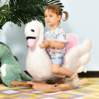 Qaba - Cheval à bascule bébé design cygne en peluche - blanc-Siège supérieur en forme de cygne mignon, doux, pelucheux et confortable 