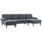 HOMCOM U-Shaped Sofa with Double Chaise Lounge for Living Room - Dark Grey-U-shaped design with double chaise fits large rooms