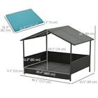 PawHut Rattan Dog House with Shade Canopy Cushion - Blue-Includes a cushion for comfort 