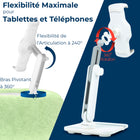 ShoppingAll - Support Coussin 2-en-1 pour Tablette 4.7”-13” Téléphone/Tablette/Liseuse - Vert-Ajustement d’angle flexible - Dispose d’un clip rotatif à 360° et d’un bras double pliable à 180°, vous permettant d’ajuster librement votre appareil pour un angle de vue parfait. Gardez votre cou détendu et adoptez une posture confortable tout en profitant d’un confort mains libres.